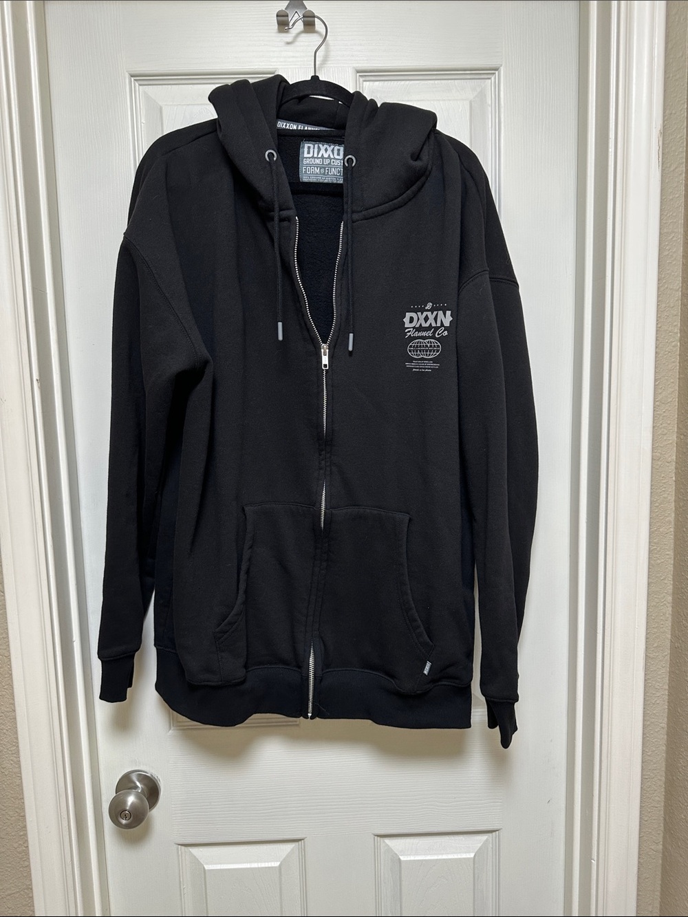 DIXXON Black Full-Zip Hoodie with Small Chest Logo